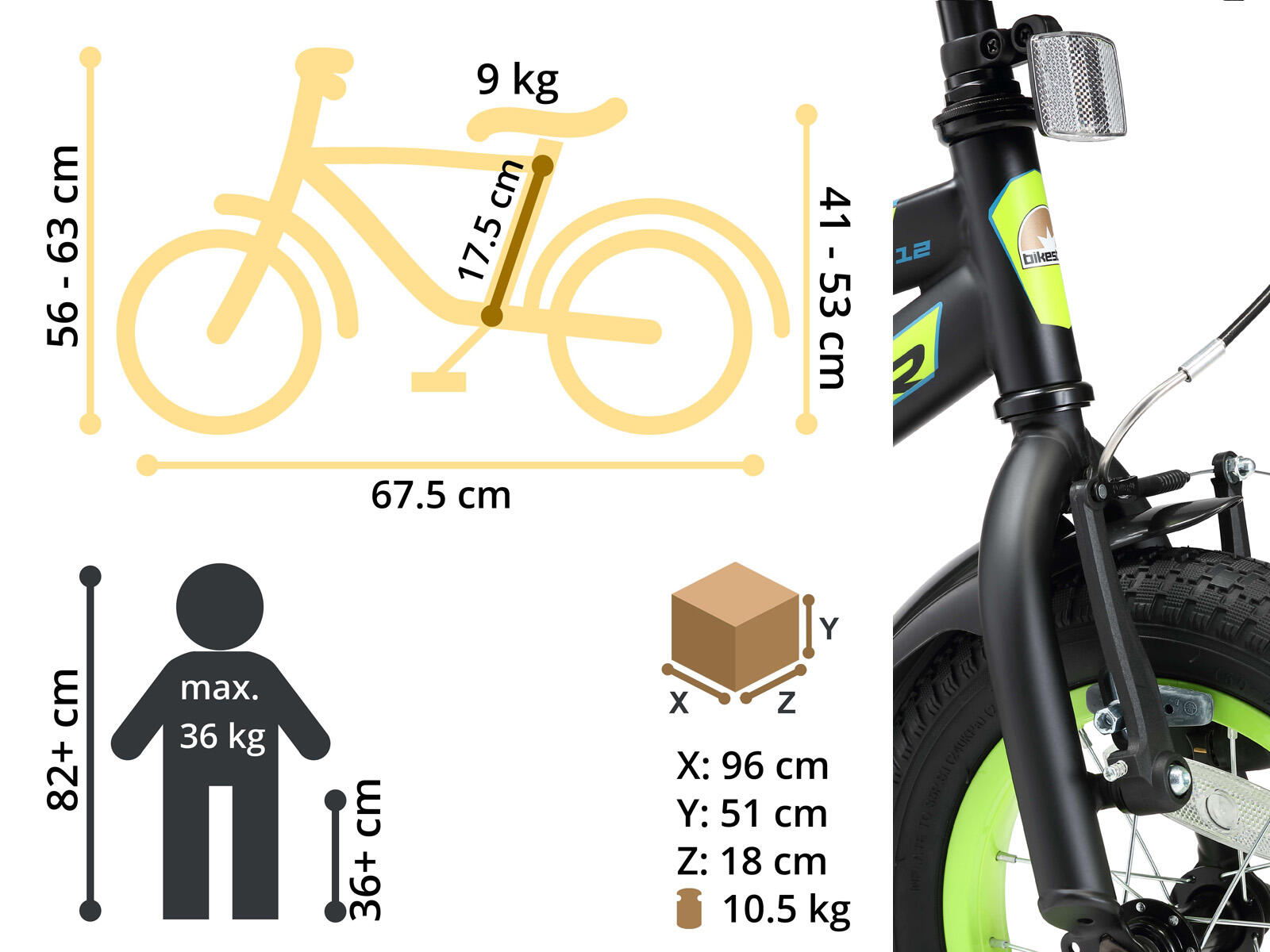 Bicicleta infantil de 12 pulgadas a partir de 3 - 5 años, Urban Jungle 5/5
