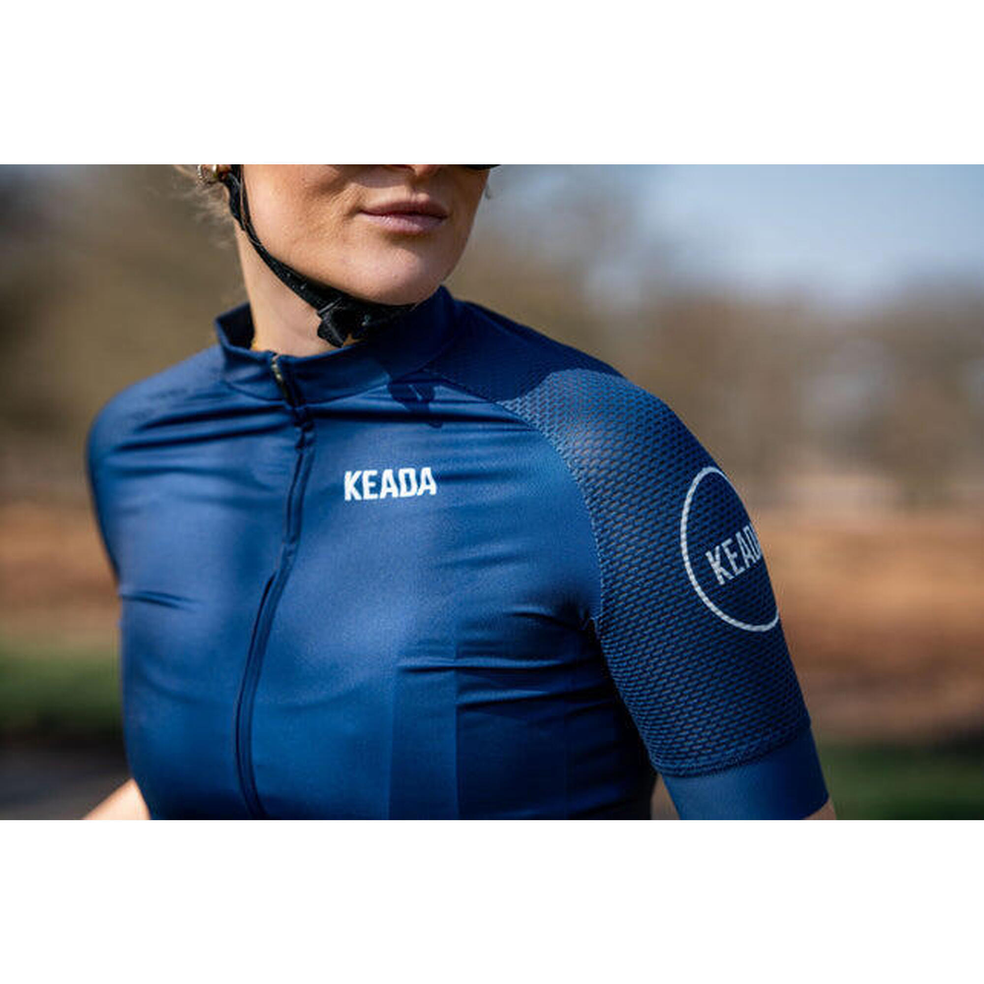 Tricou de ciclism esențial cu mânecă scurtă pentru femei - Bleumarin