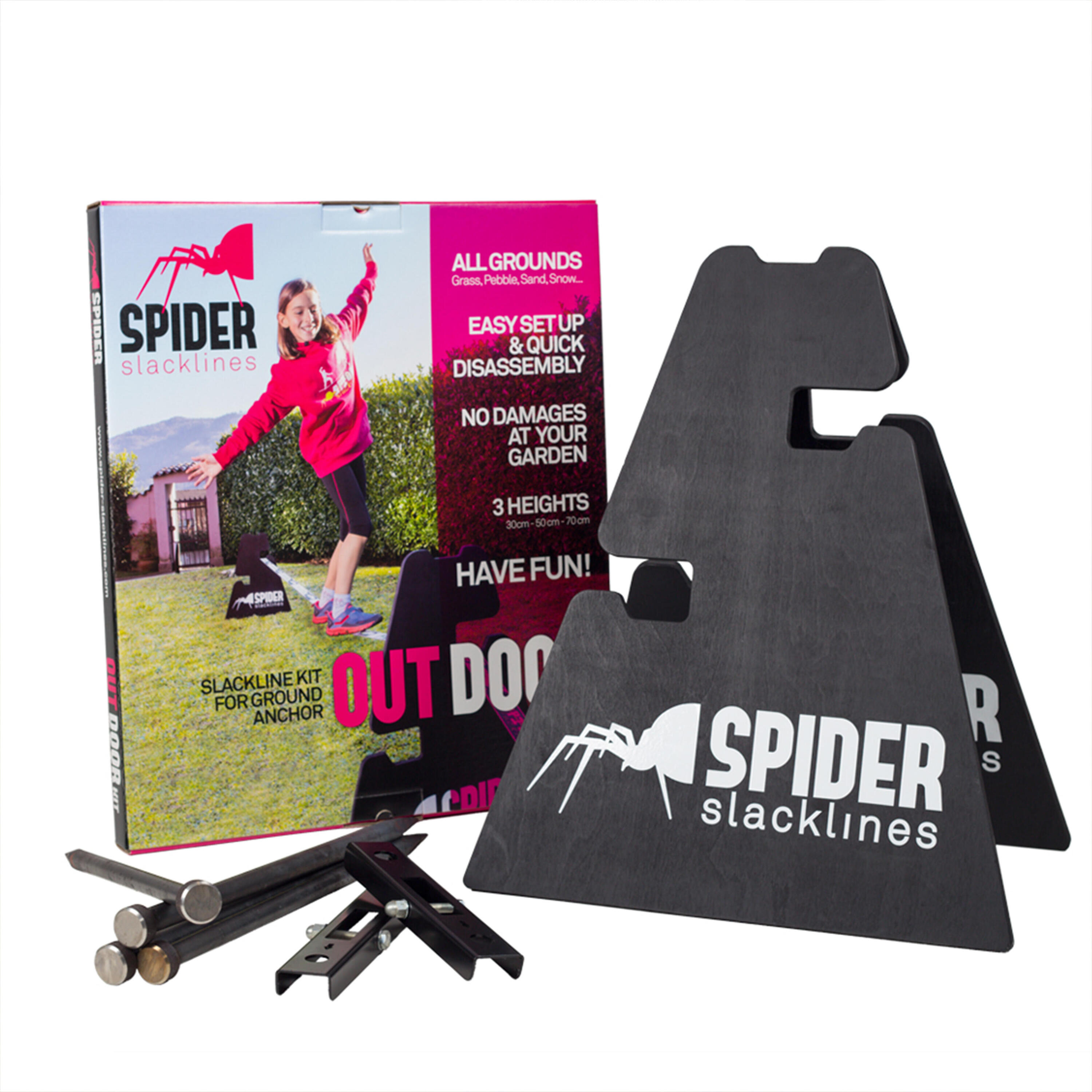 SPIDER Outdoor Kit - Due Cavalletti con Tre Regolazioni di Altezza 30-50-70cm