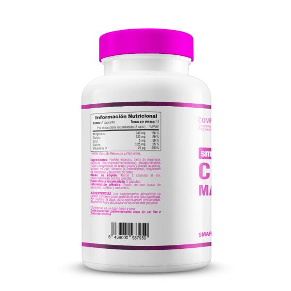 Wapń, magnez i cynk – 90 kapsułek roślinnych Smart Supplements