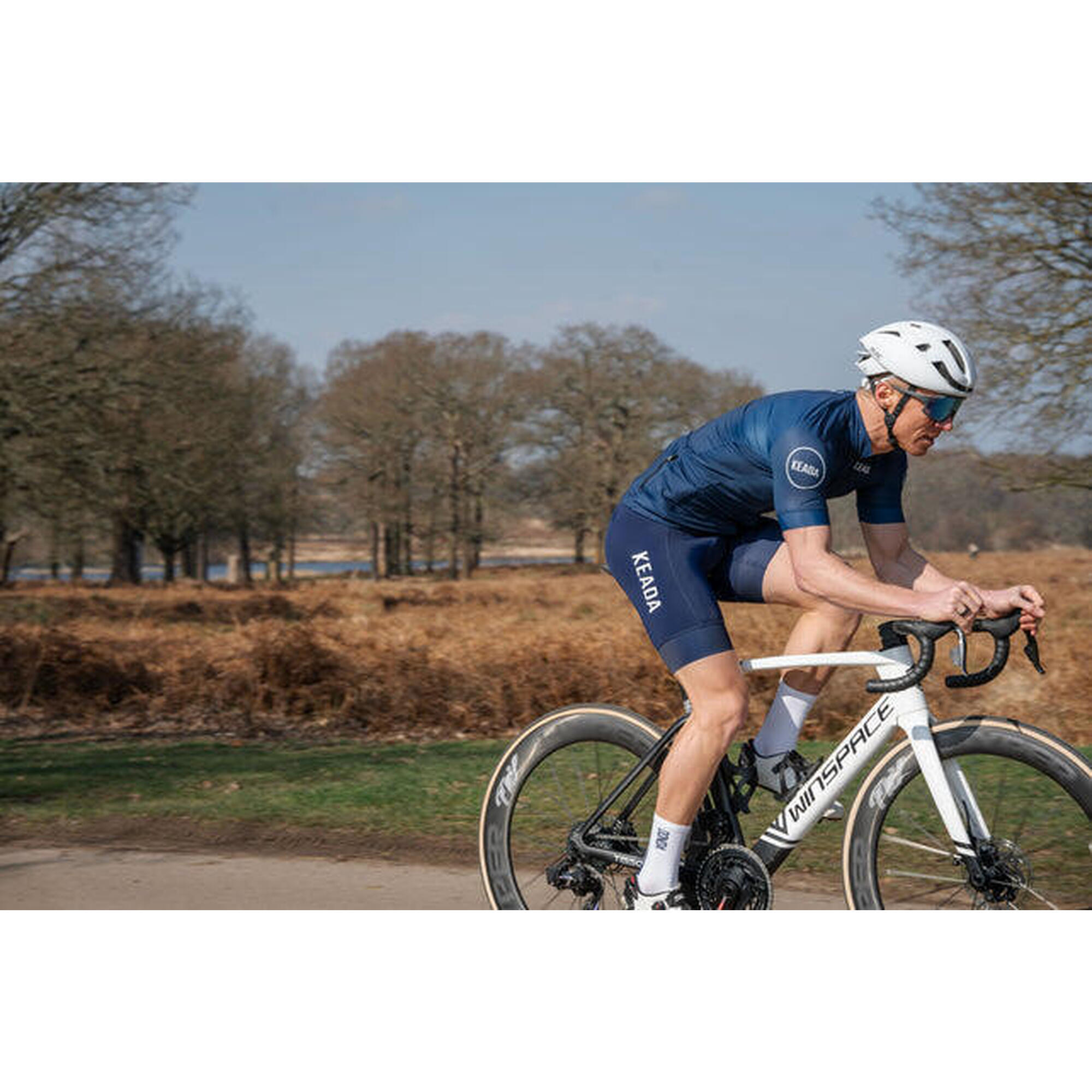 Maillot de cyclisme homme essentiel à manches courtes - Marine