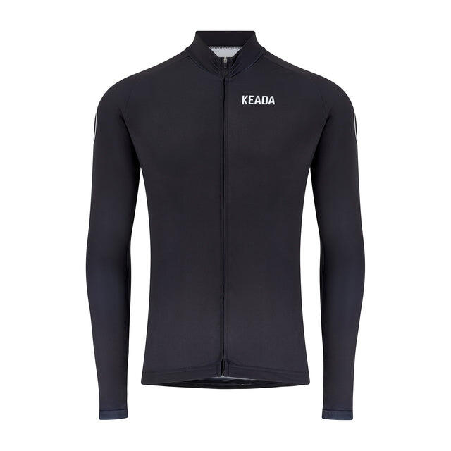 KEADA SPORTS Mens Essential Long Sleeved Cycling Jersey - Black