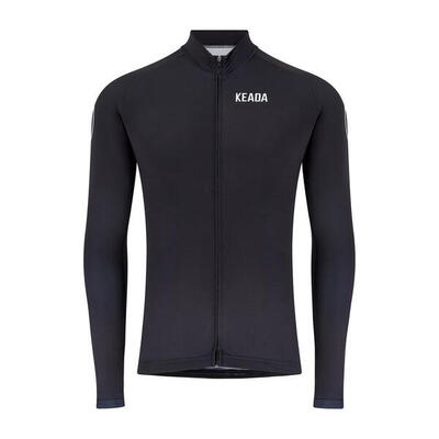 Essentieel wielershirt met lange mouwen voor heren - zwart
