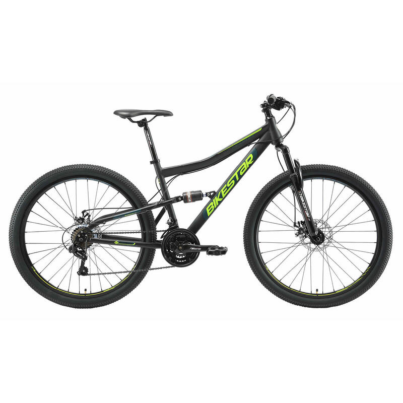 Bikestar Fully MTB Staal Medium 27.5 Inch 21 Speed Zwart/groen