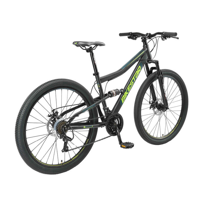 Bikestar Fully MTB Staal Medium 27.5 Inch 21 Speed Zwart/groen