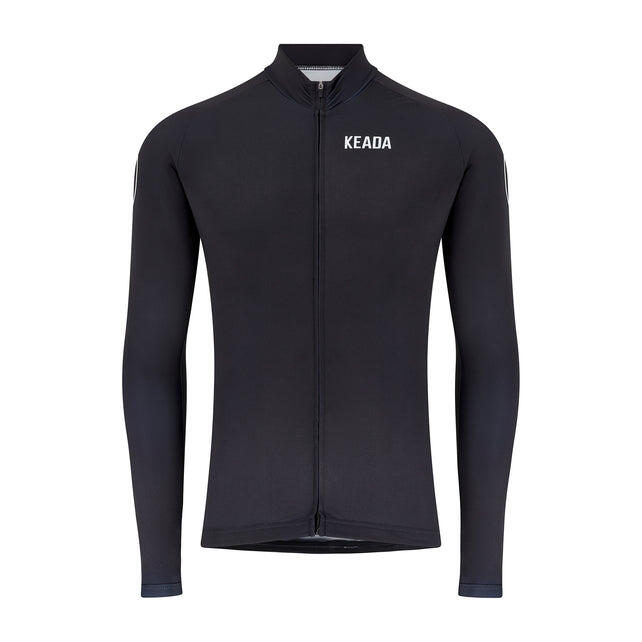 Mens Essential Long Sleeved Cycling Jersey - Black 1/5