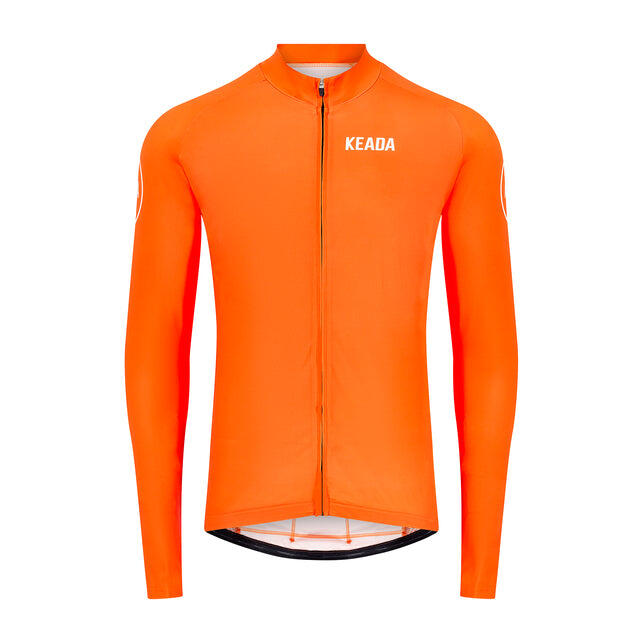 Mens Essential Long Sleeved Cycling Jersey - Orange 1/5