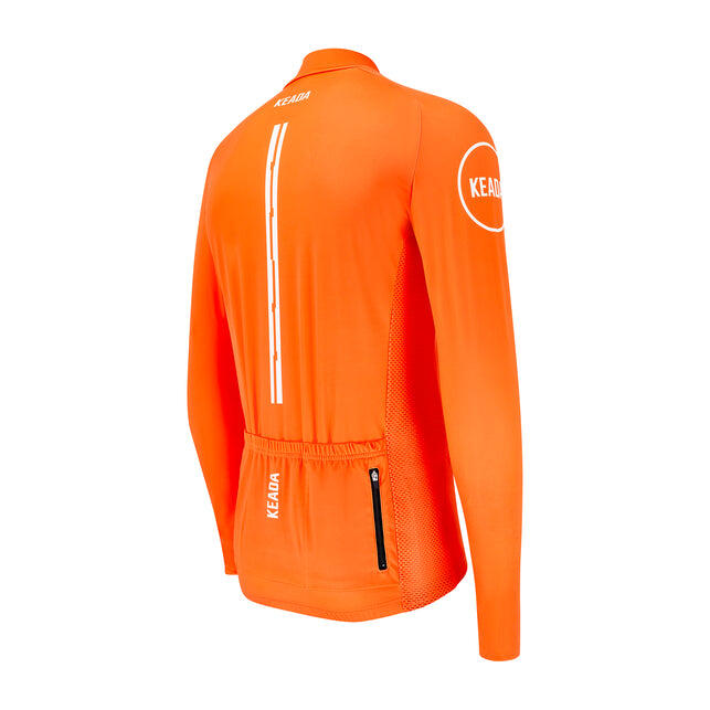 Mens Essential Long Sleeved Cycling Jersey - Orange 3/5