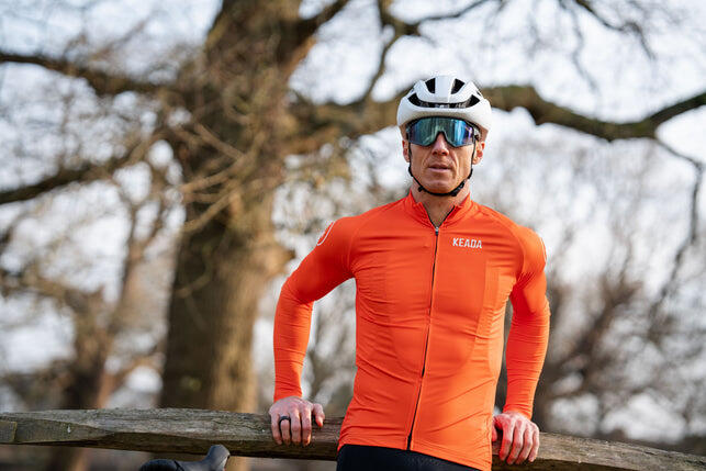 Mens Essential Long Sleeved Cycling Jersey - Orange 4/5