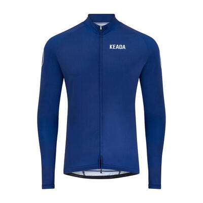 Essentieel wielershirt met lange mouwen voor heren - marineblauw