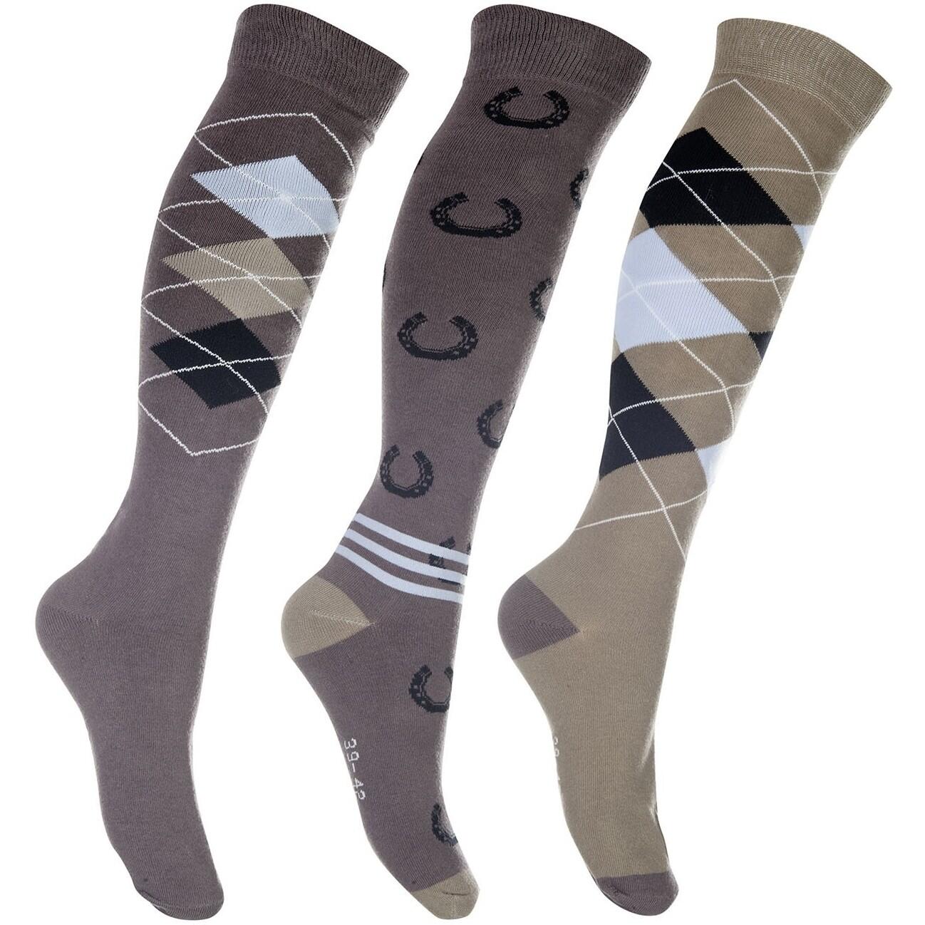 RL24 Reitsocken (3er Set) BASICLINE braun/beige