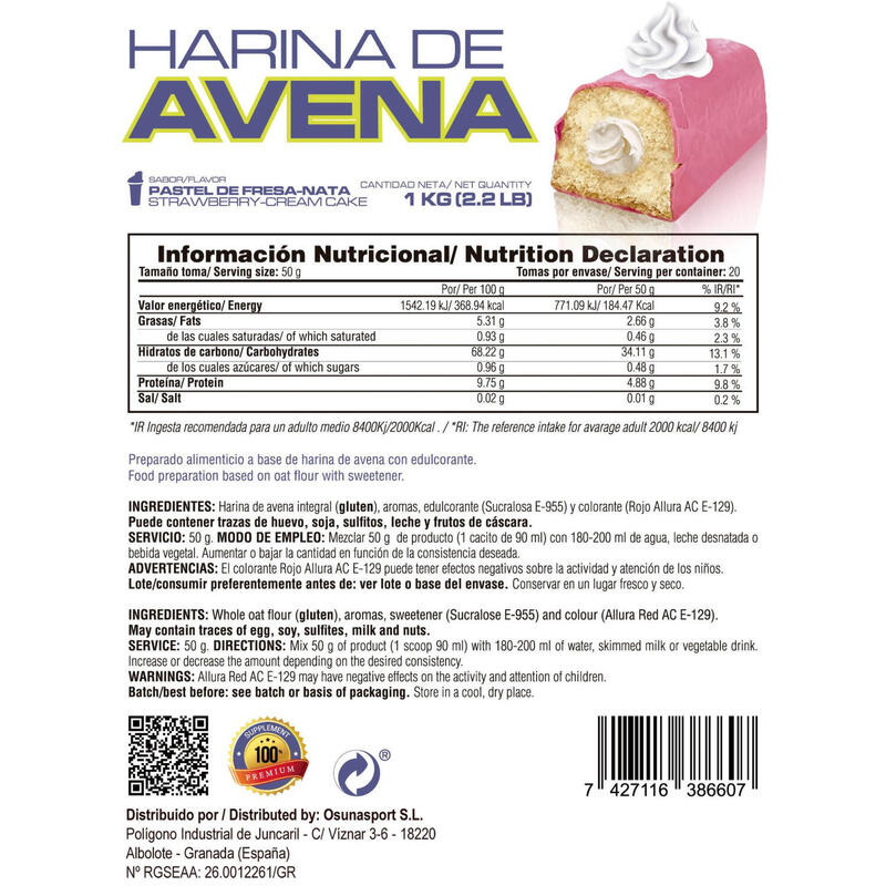 Harina de Avena - 1Kg Pantera Rosa - Pastelito de Fresa de MM Supplements