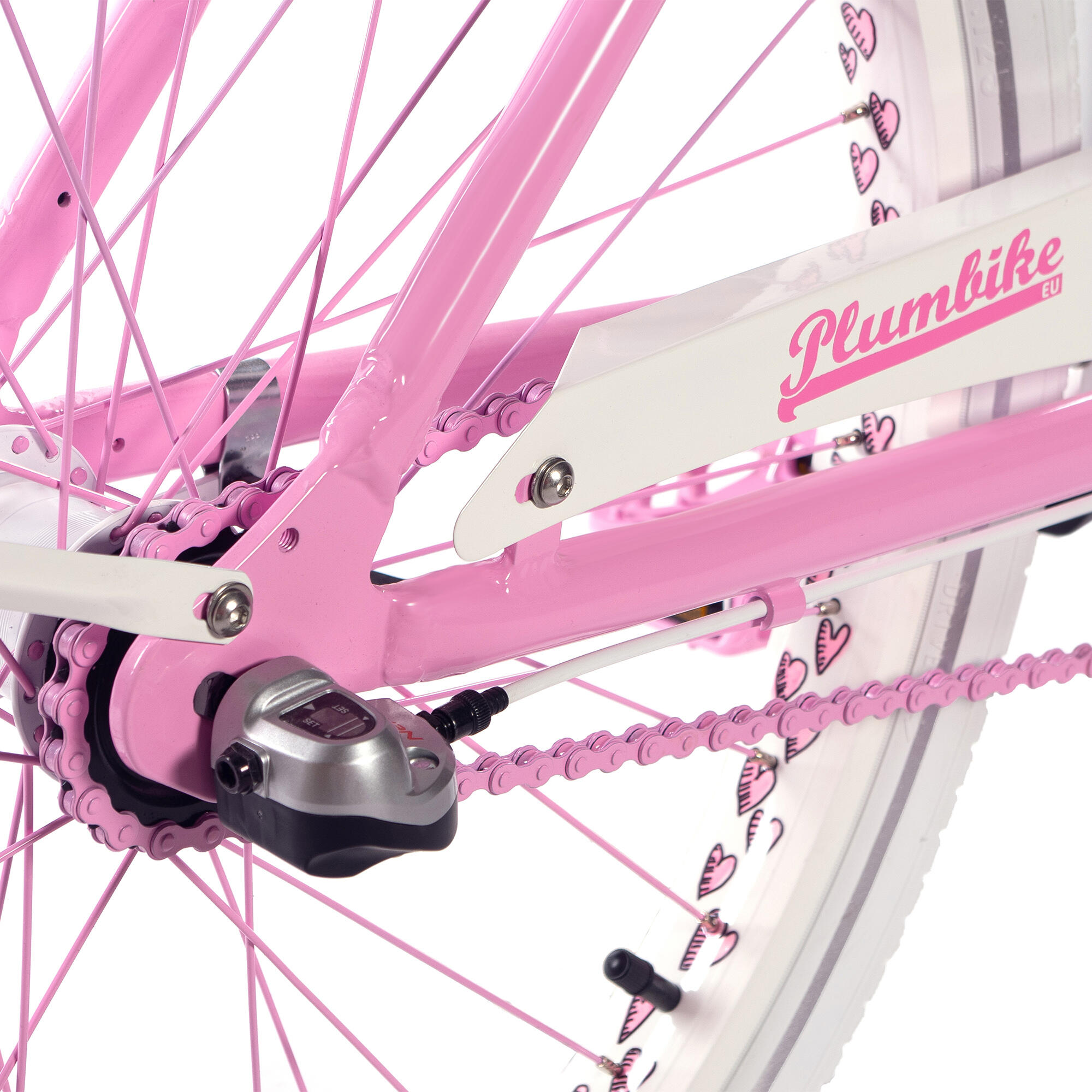 Rower miejski damski Plumbike La Donna Unique Hearts 3B z hamulcem v-brake 6/7