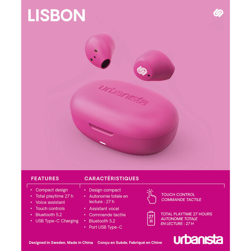 Urbanista Auriculares True Wireless Lisbon Blush Pink