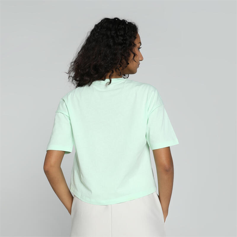 Essentials Logo Cropped T-Shirt Damen PUMA Fresh Mint Green