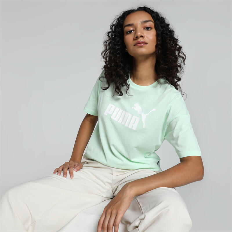 Essentials Logo Cropped T-Shirt Damen PUMA Fresh Mint Green