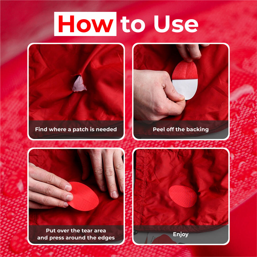 Reparatiepleisters voor donsjacks | waterdicht om gaten te repareren (rood) 5/9