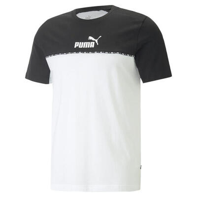 Essentials block tape t-shirt voor heren puma cold green