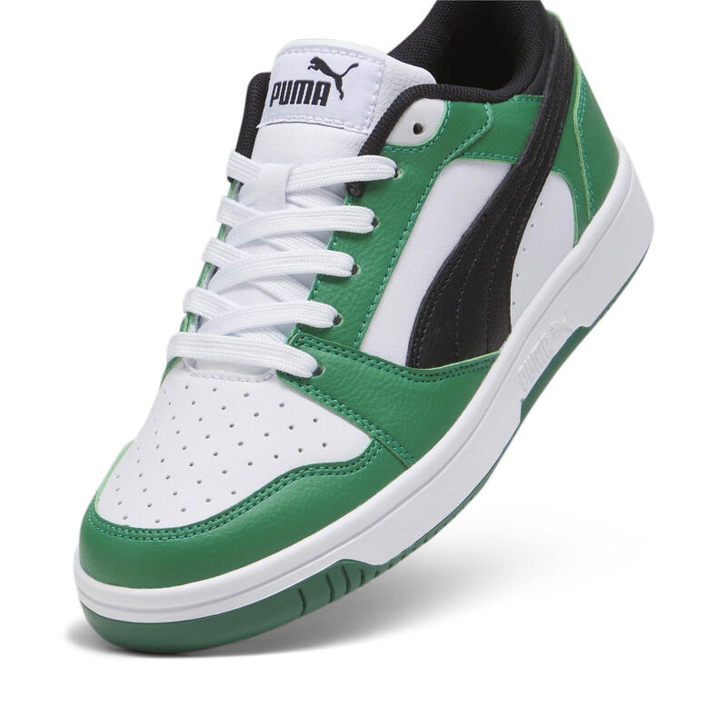 Baskets Rebound V6 Lo Enfant et Adolescent PUMA White Black Archive Green