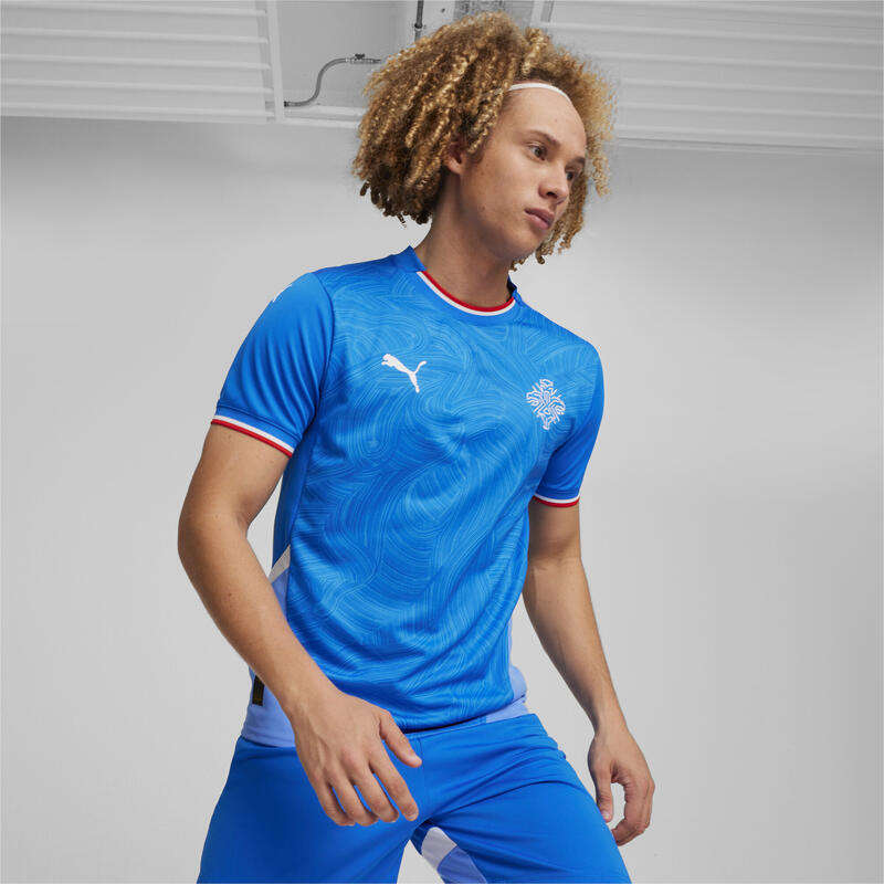 IJsland Voetbal 2024 thuisshirt voor heren PUMA Racing Blue White