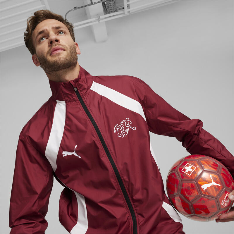 Veste tissée de football d'avant-match Suisse PUMA Team Regal Red White