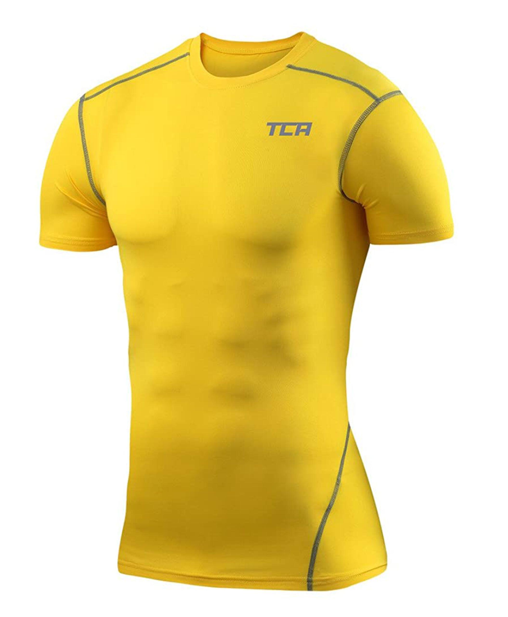 TCA Men's Performance Base Layer Compression T-shirt - Sonic Yellow