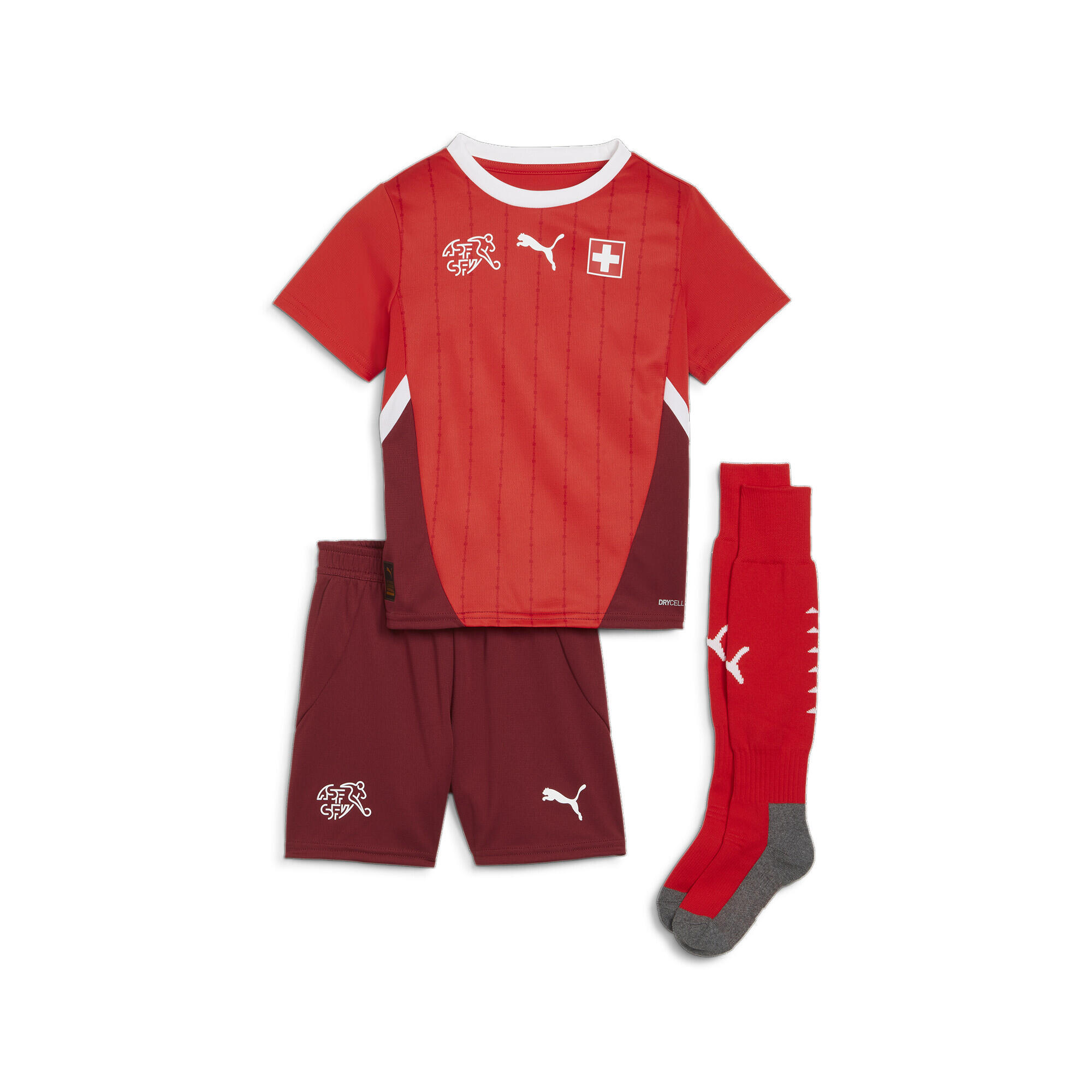 Minikit de football Home Suisse 2024 Bébé PUMA Red Team Regal 1/2