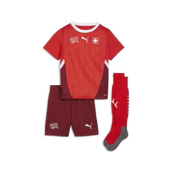 Mini completo da calcio gara Home Svizzera 2024 PUMA Red Team Regal