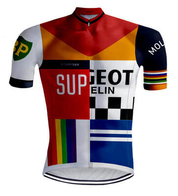 Retro wielershirt eddy le cannibale - redted