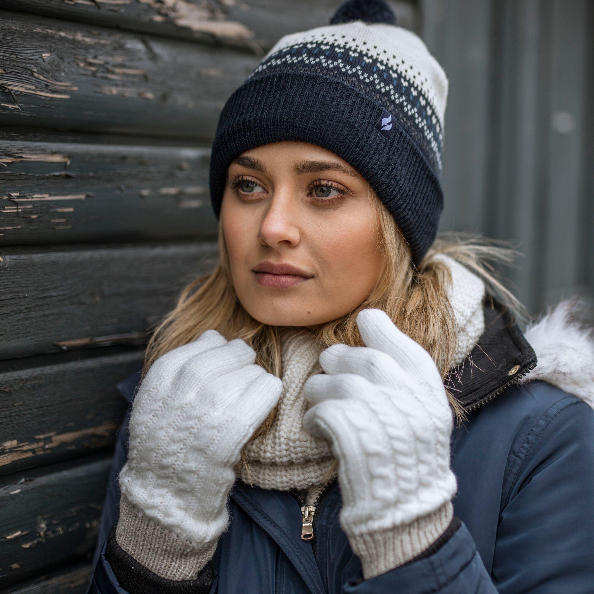 Heat Holders Beanie Mütze Damen mit Fleecefutter Winter Strickmütze mit Bommel 5/7