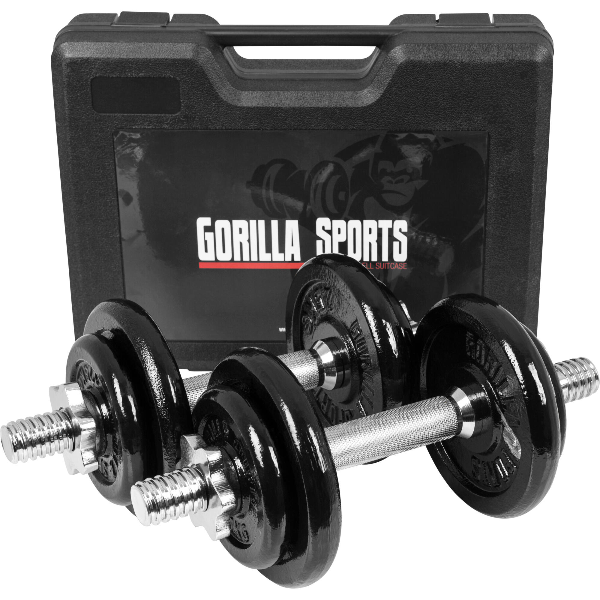 Kit Mancuernas Gorilla Sports Negro con Estuche 20 Kg 7/7