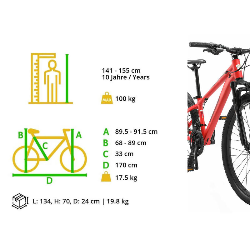 Bikestar Hardtail MTB Alu Sport S 26 Inch 21 Speed rood
