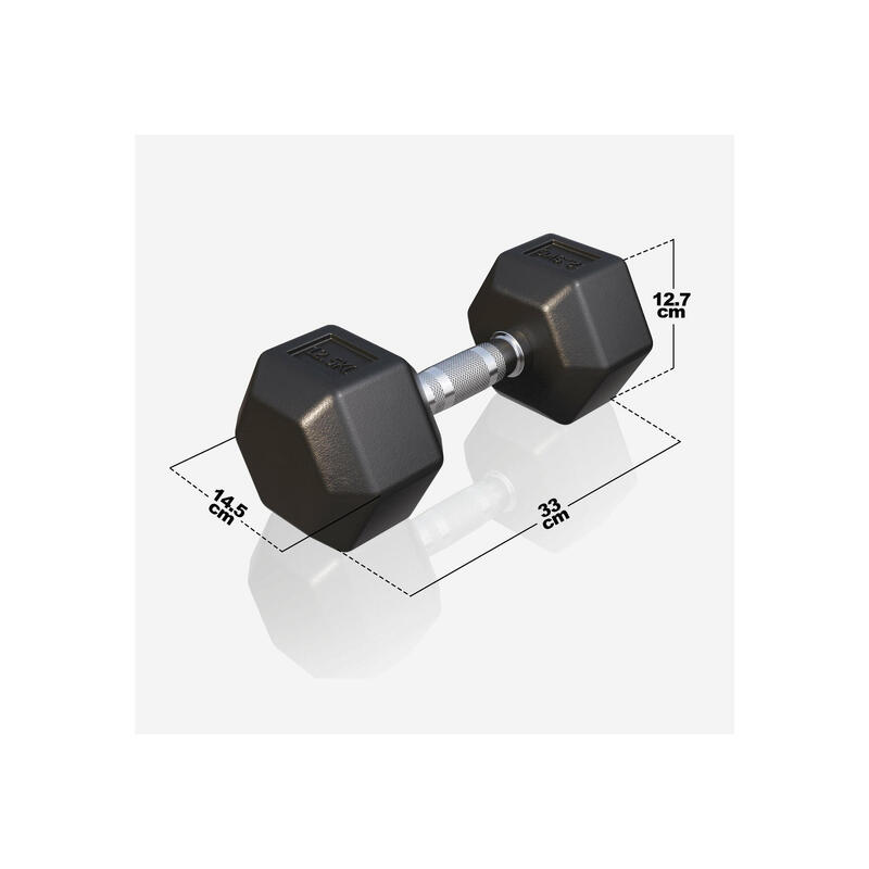 Dumbbell - 1 x 12,5 kg - Gietijzer - Hexagon - Halter