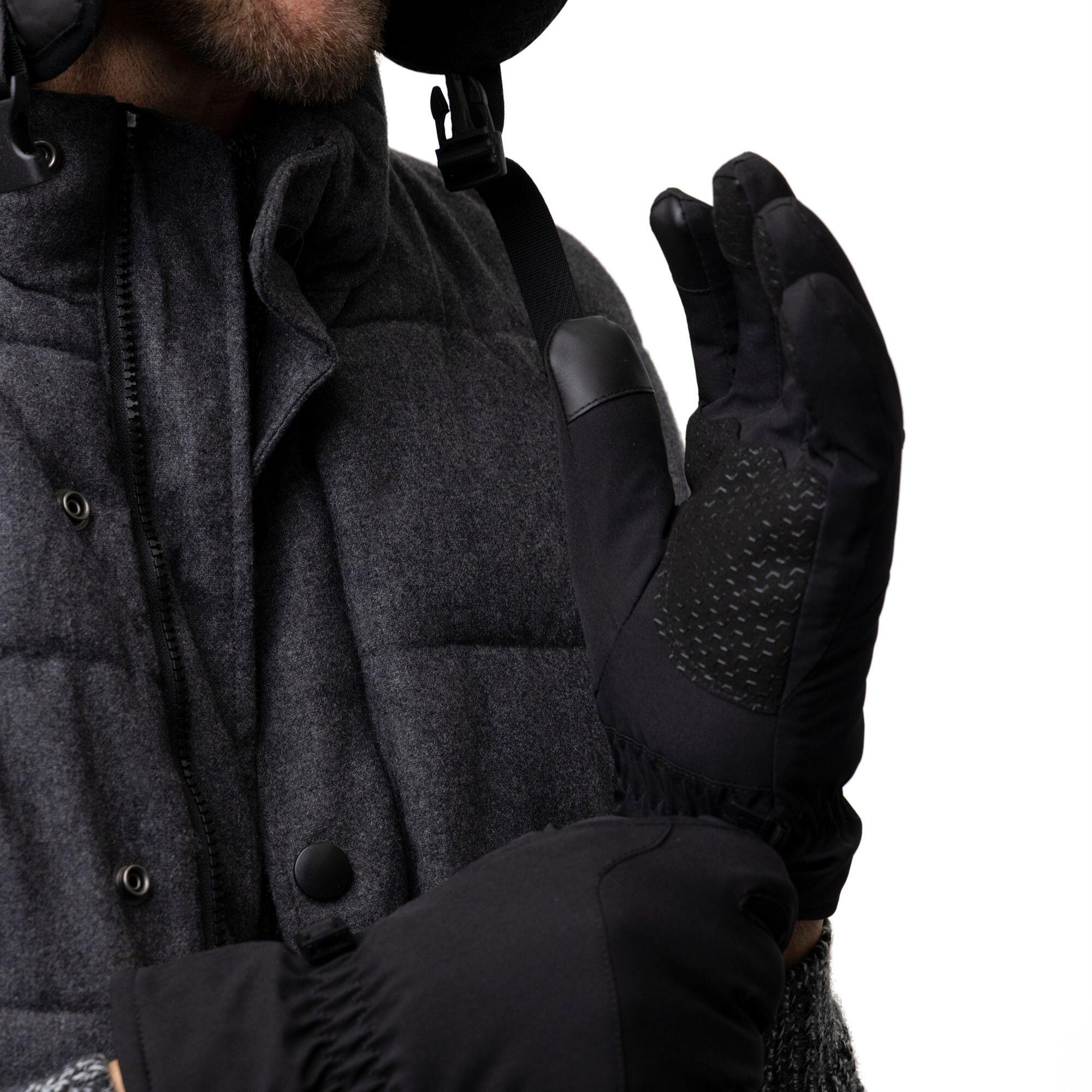 Mens Fleece Insulated Soft Shell Thermal Gloves with Touchscreen Fingertips 4/6