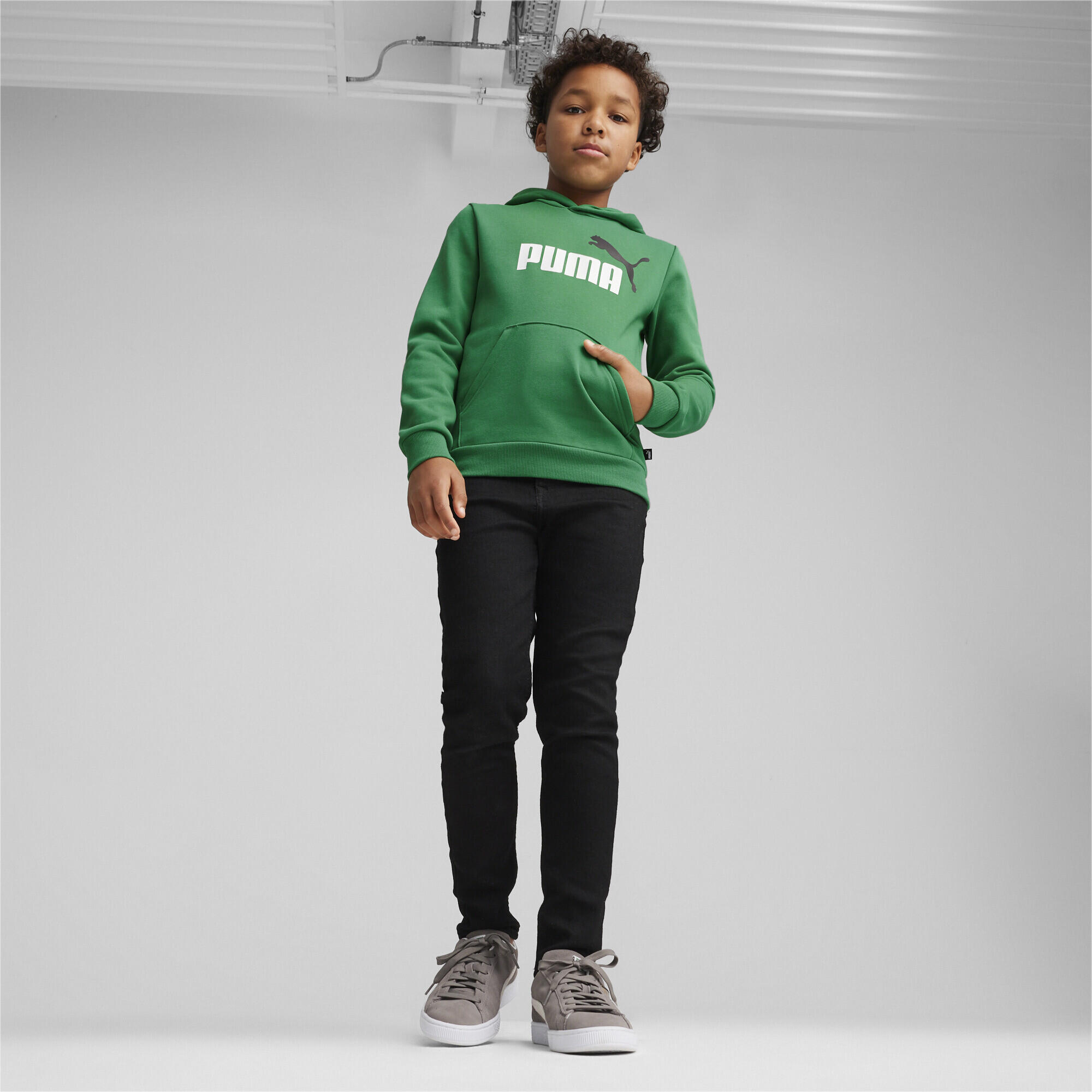 Essentials+ Two-Tone Big Logo Hoodie Jungen PUMA Archive Green 4/6