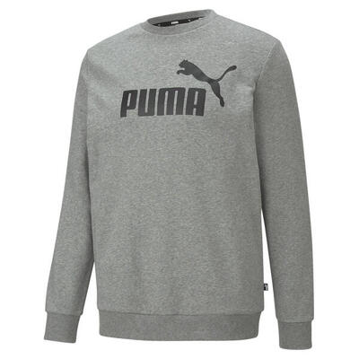 Essentials big logo sweater met ronde hals voor heren puma medium gray heather