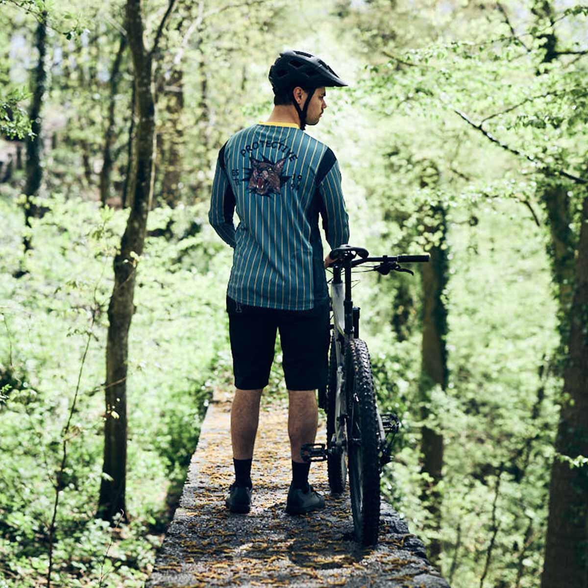 Camiseta manga larga - Ciclismo - Hombre - P-Varsity - azul oscuro 3/4