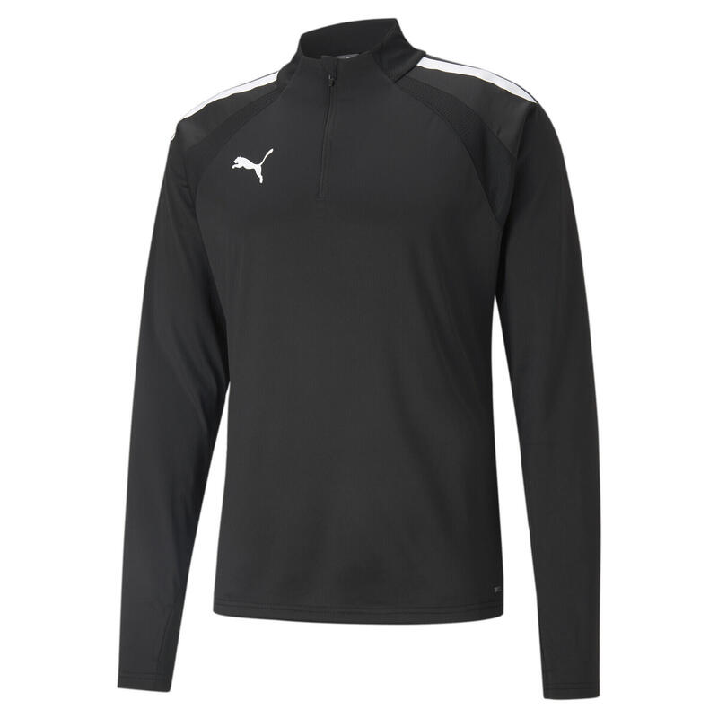 Maglia da calcio a maniche lunghe con mezza zip teamLIGA uomo PUMA Black White