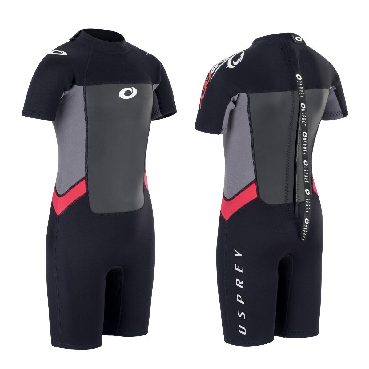 Osprey Kids Shorty Origin 3mm Wetsuit | Short Sleeve Wetsuit, Red 1/4