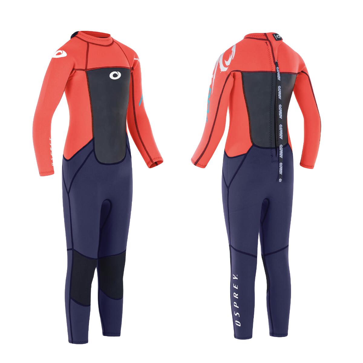 Osprey Kids Origin 3mm Wetsuit | Full Length Wetsuit, Neon Pink 1/4