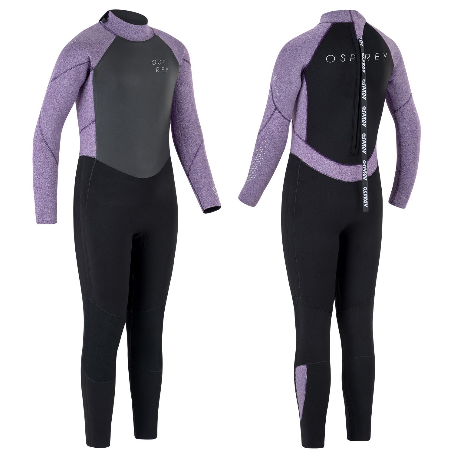 OSPREY ACTION SPORTS Osprey Kids Zero 5mm Wetsuit | Full Length Neoprene Wetsuit, Purple