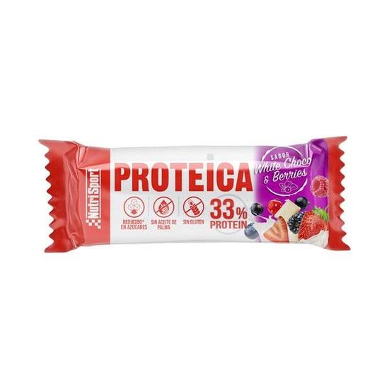 Barretta proteica Nutrisport - 44 g Cioccolato bianco con mirtilli