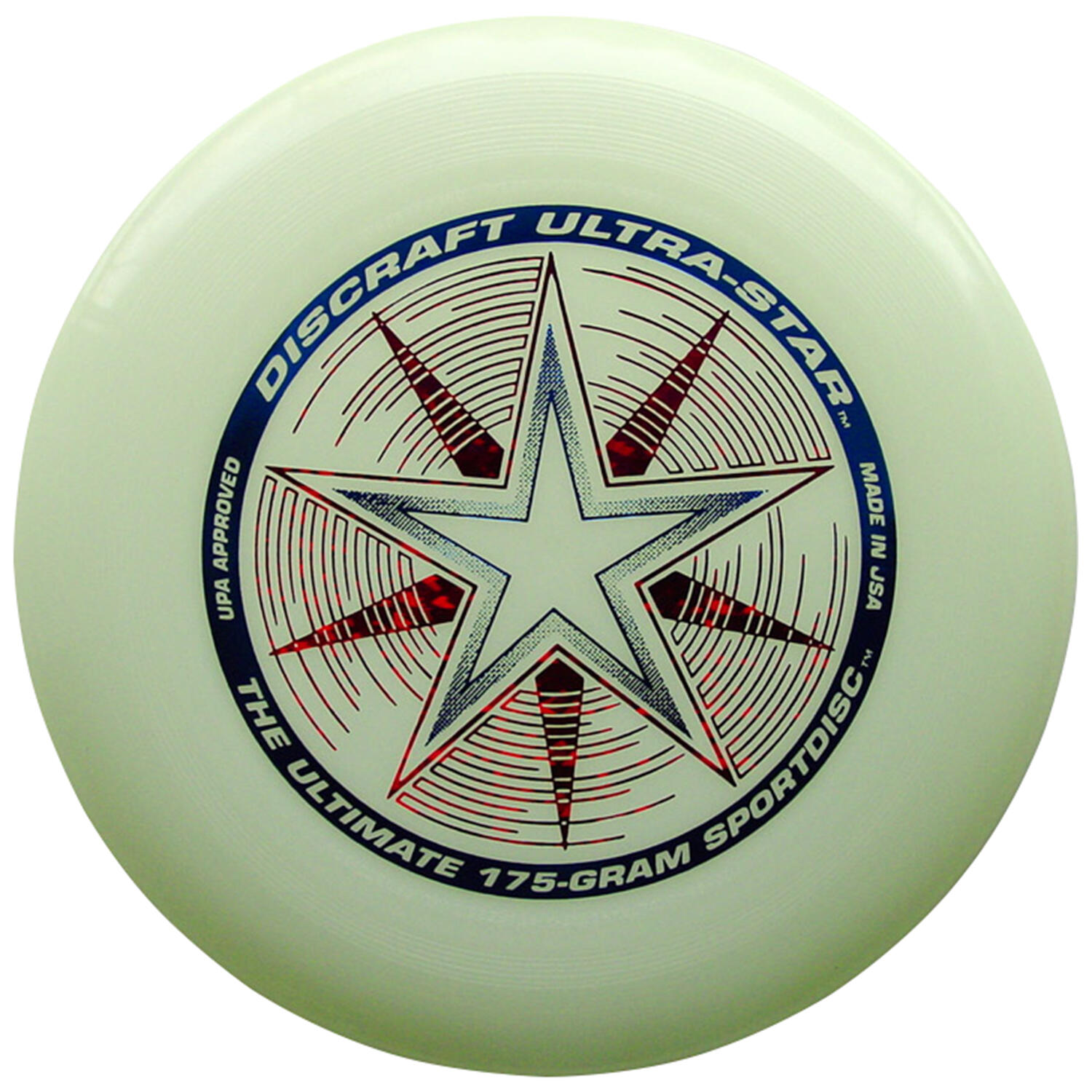 Discraft - Frisbee Disque À Lancer Discraft Ultrastar175 Gr Dcussn Glow In The Dark 27,5 Cm - Disque Volant - Blanc|vert - 175 G - Decathlon