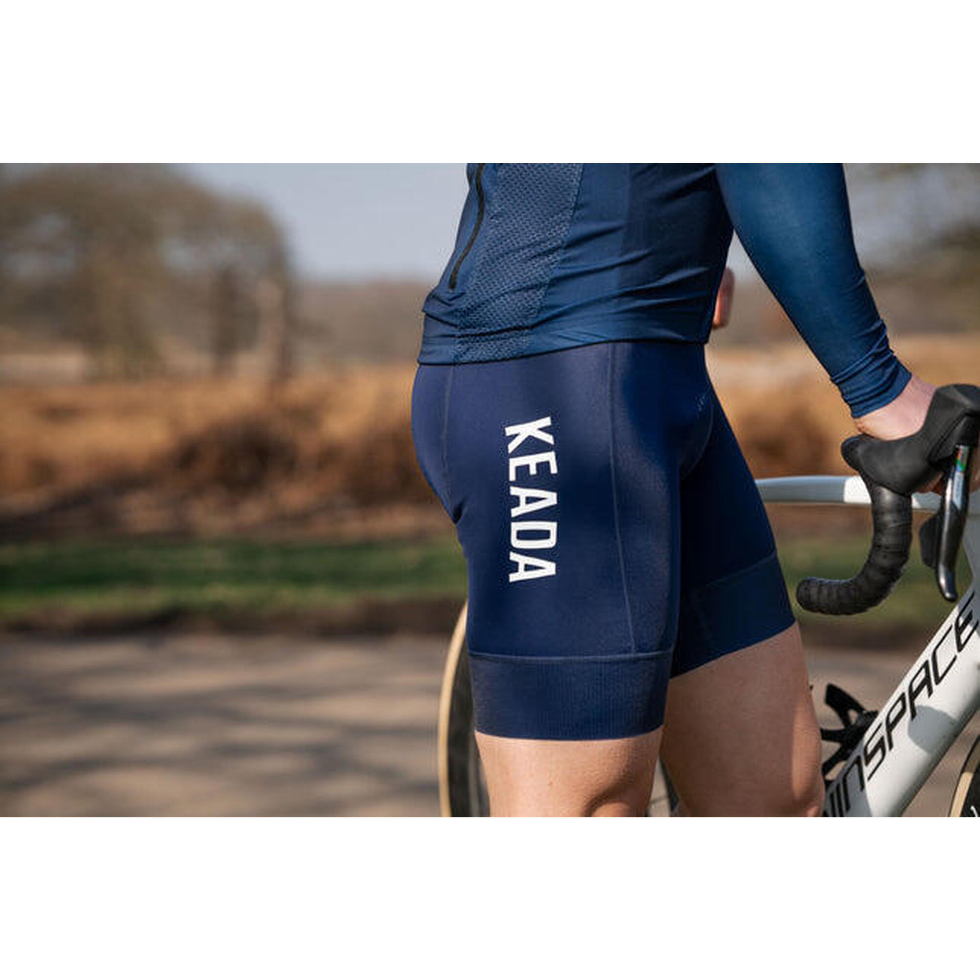 Heren Essentiële Fietsbroek met Bretels - Marineblauw