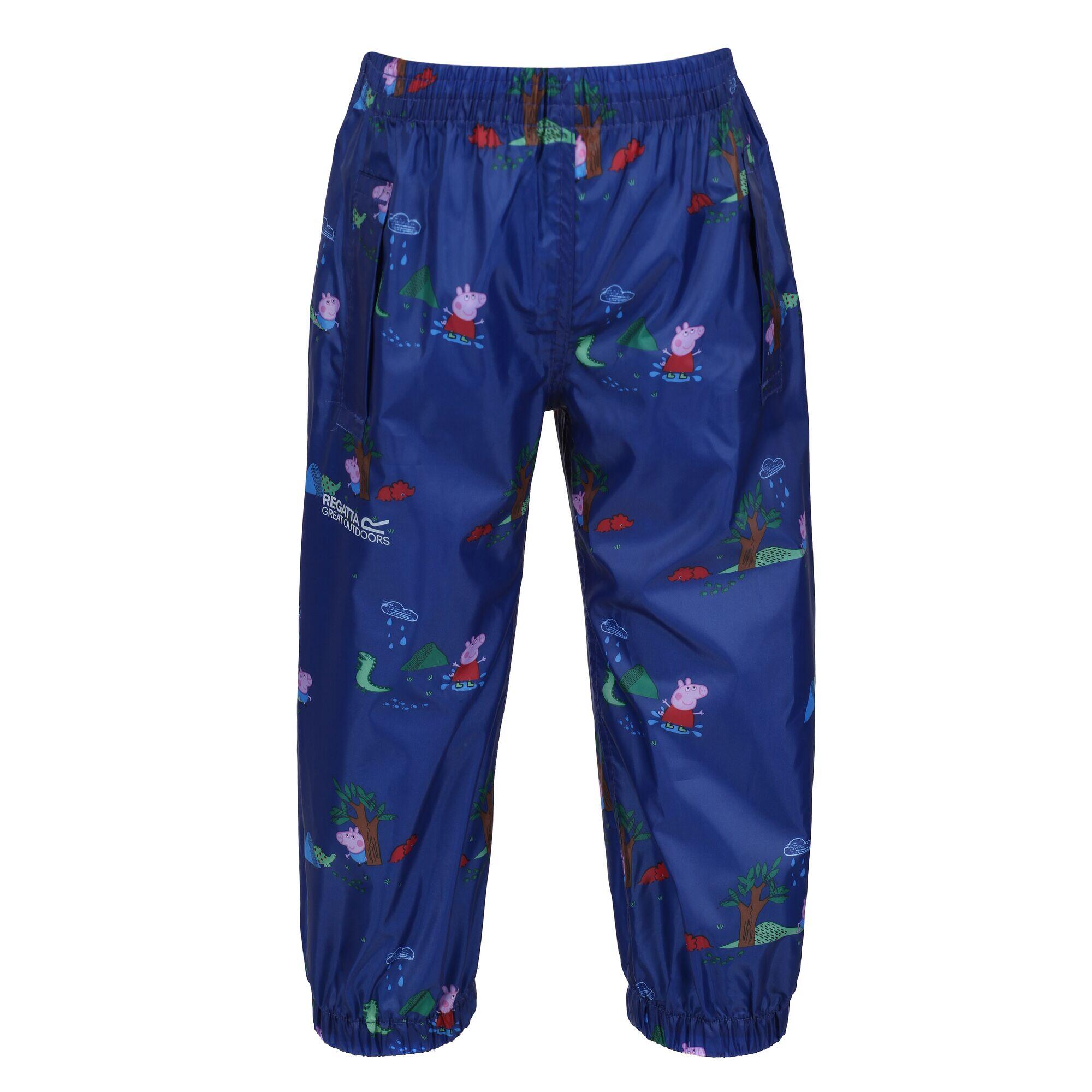 REGATTA Childrens/Kids Peppa Pig Waterproof Trousers (New Royal)