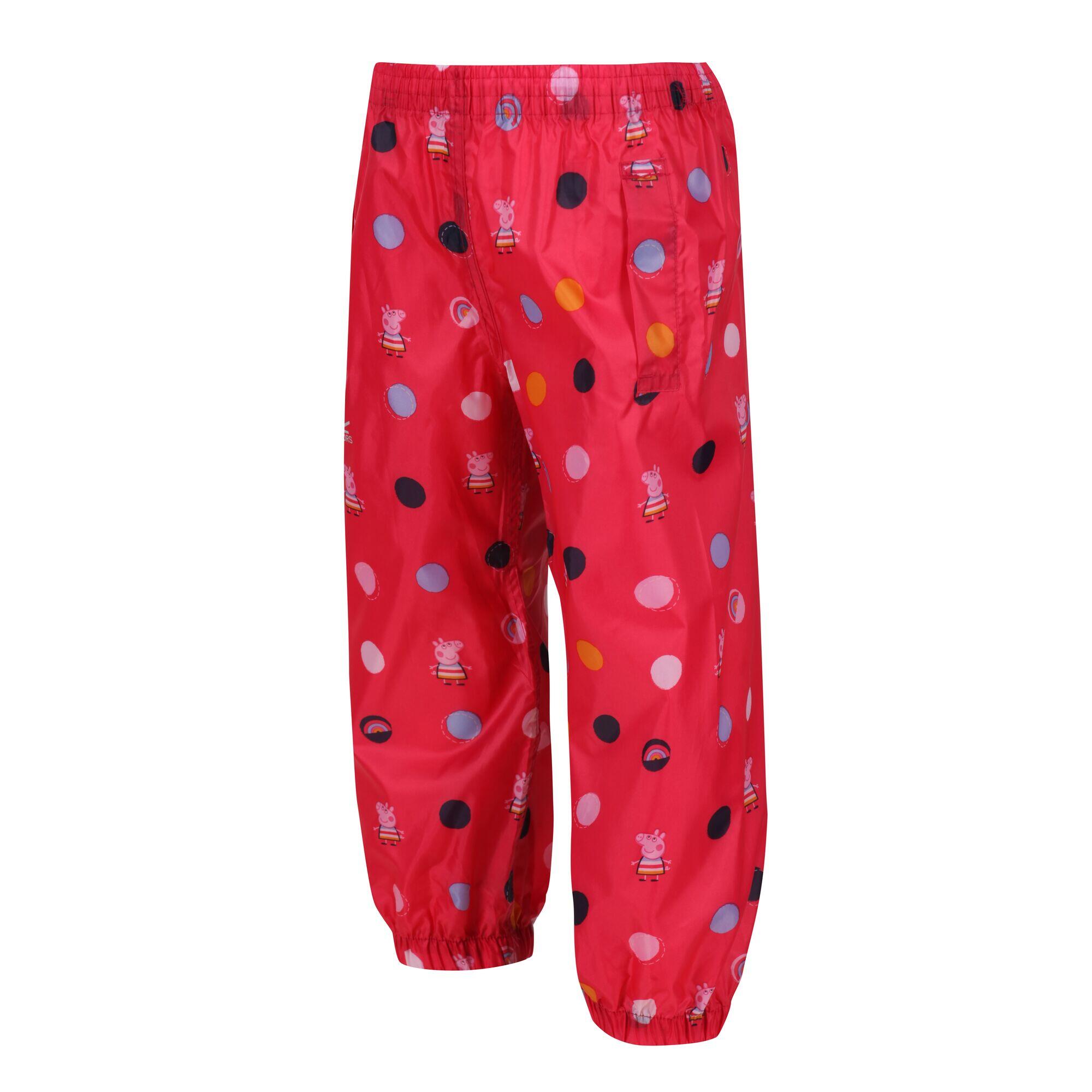 Childrens/Kids Polka Dot Peppa Pig Packaway Over Trousers (Bright Blush) 2/4