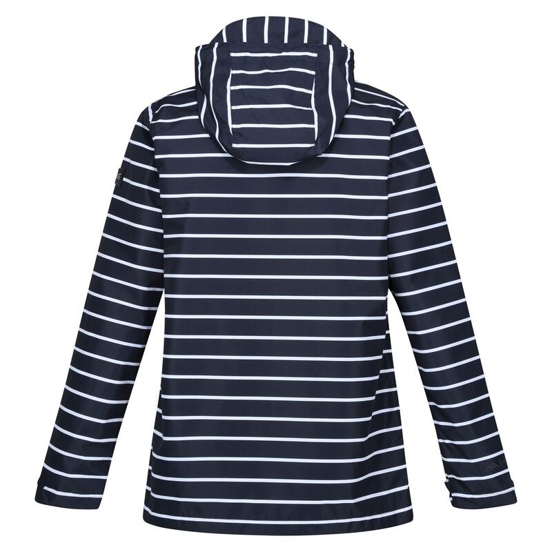 Giacca Impermeabile A Strisce Donna Regatta Bayletta Blu Navy Bianco