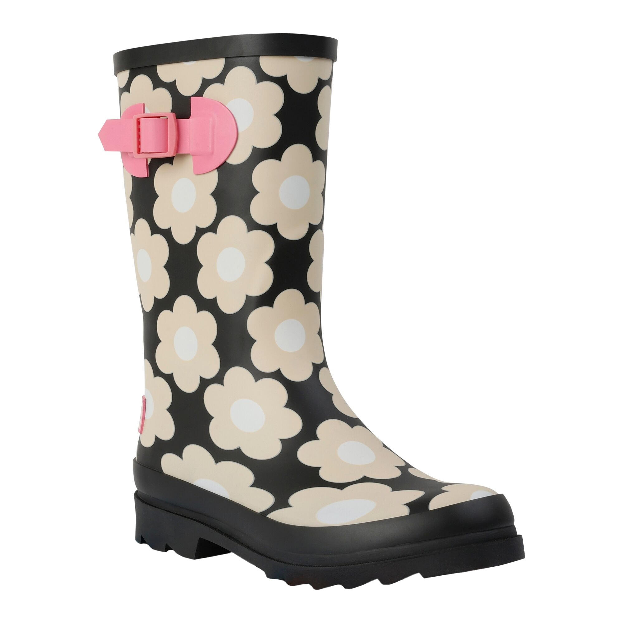 Womens/Ladies Orla Kiely Daisy Mid Calf Wellington Boots (Black) 1/5