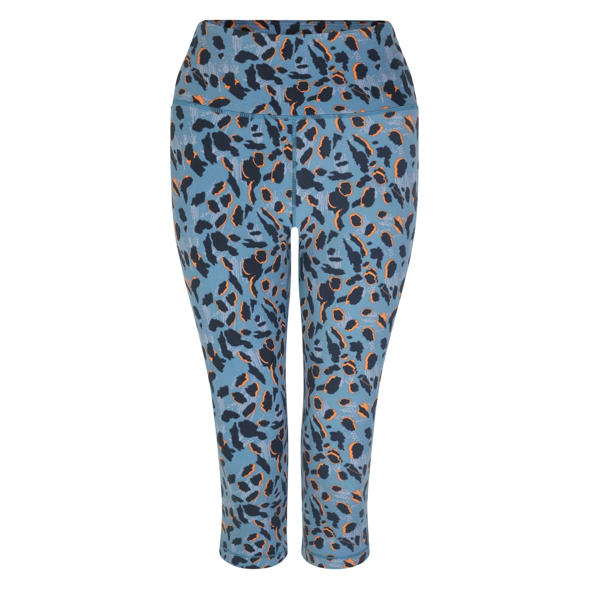 DARE 2B Womens/Ladies Influential Animal Print 3/4 Leggings (Niagra Blue)