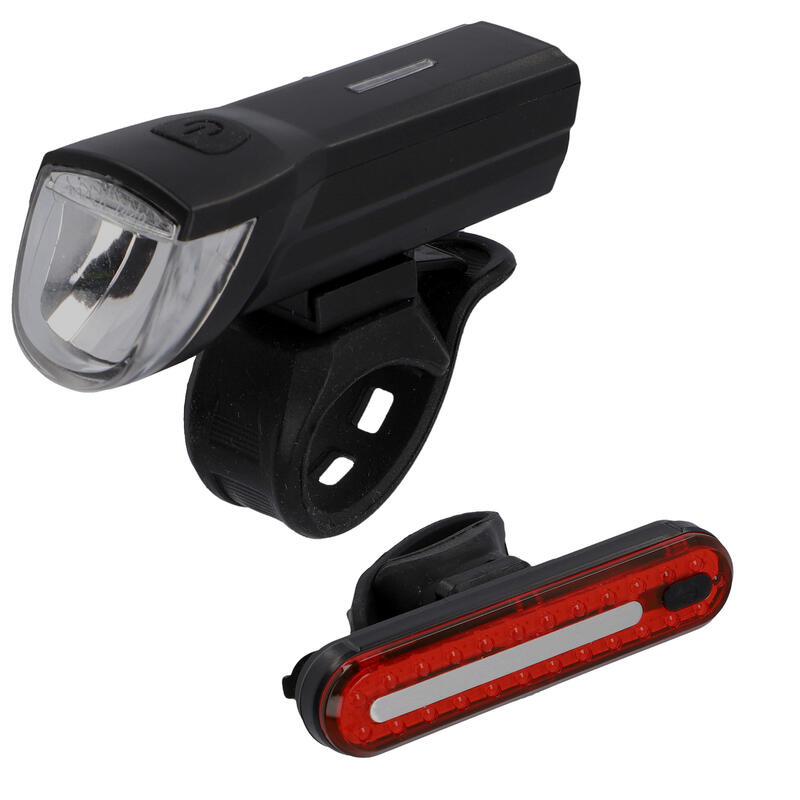 FISCHER Akku-USB-LED Beleuchtungsset 30 Lux inkl. Bremslicht Stableuchte